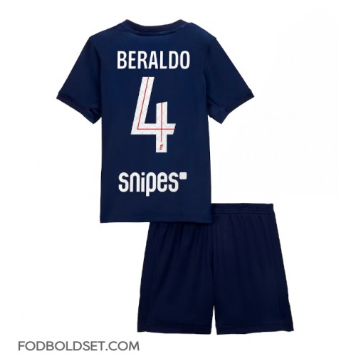 Paris Saint-Germain Lucas Beraldo #4 Hjemme Trøje Børn 2025-26 Kortærmet (+ Korte bukser)